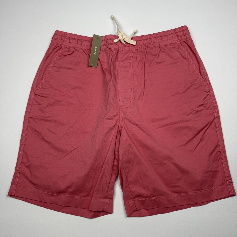 J.Crew Mens Dock Shorts M Pink Elastic Waist Drawstring 8 Inseam Casual